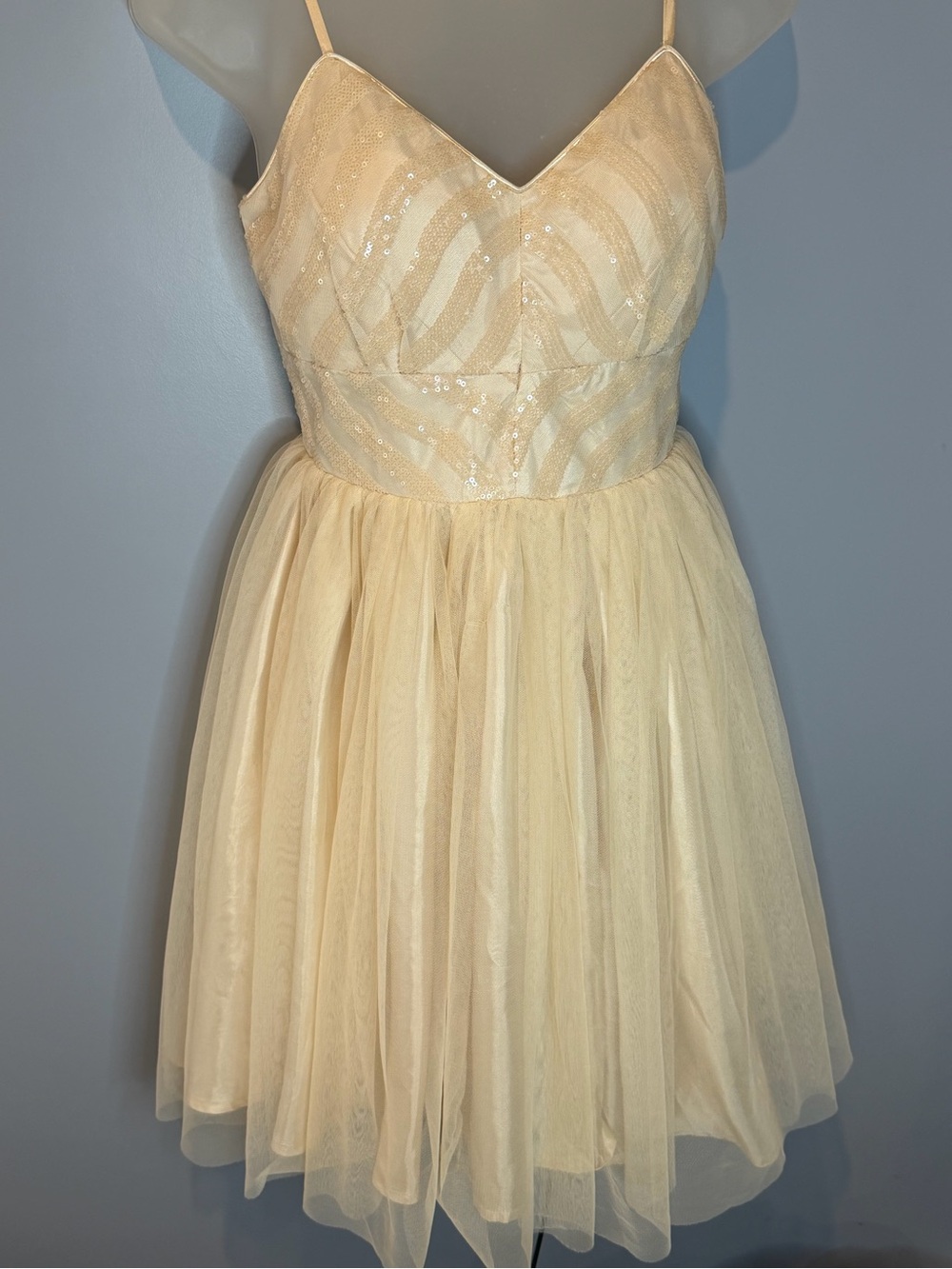 Windsor Cream Sequin Tulle Mini Dress